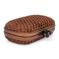 Bottega Veneta, Knot Clutch in Brown Pleated Leather