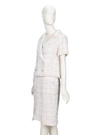 Chanel, White Tweed Short-Sleeve Skirt Suit