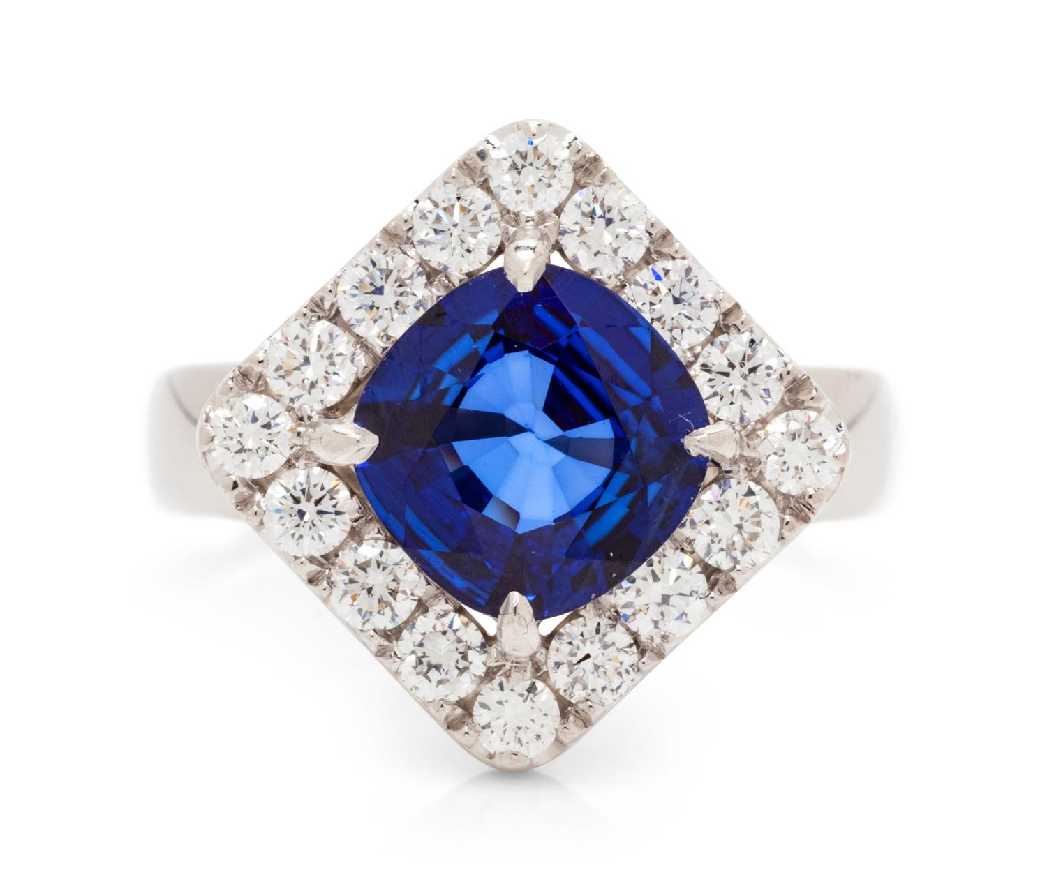 An 18 Karat White Gold, Sapphire and Diamond Ring,