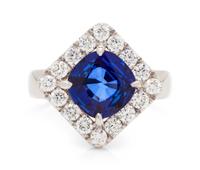 An 18 Karat White Gold, Sapphire and Diamond Ring,