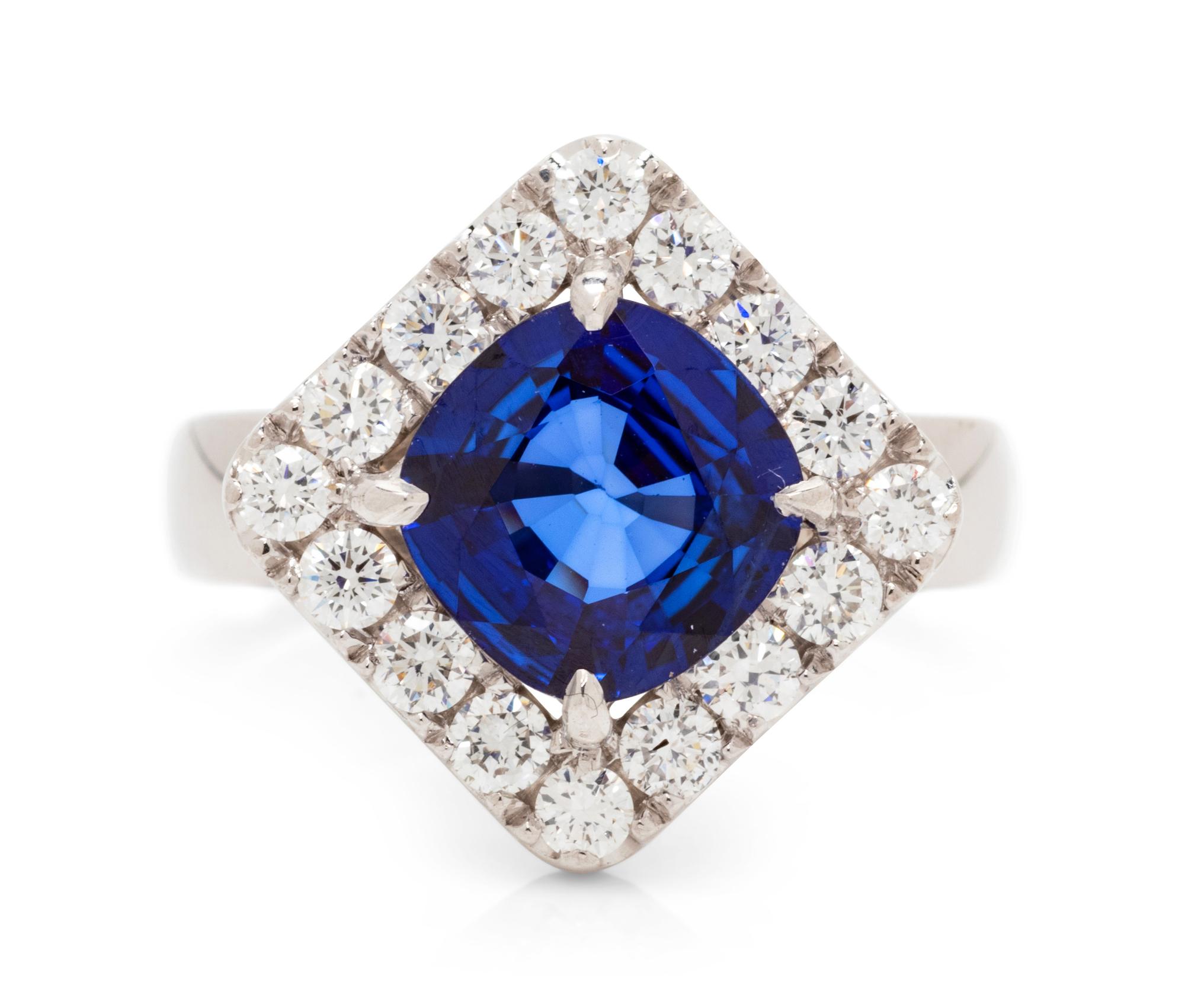 An 18 Karat White Gold, Sapphire and Diamond Ring,
