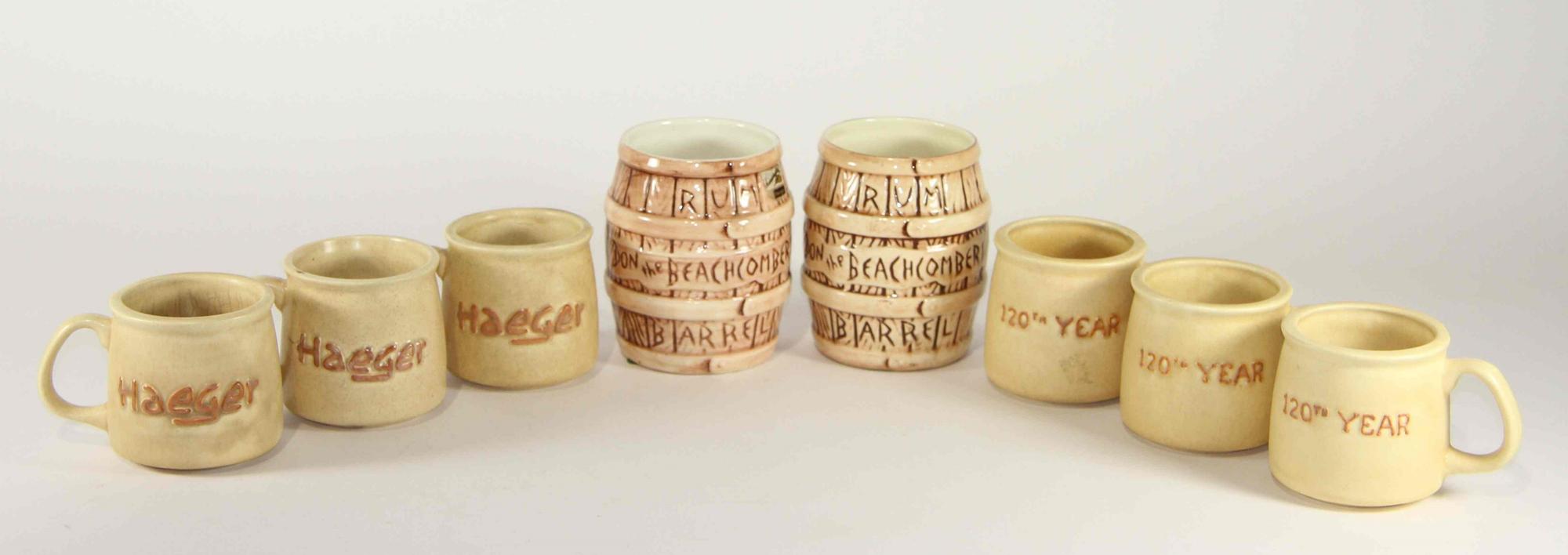 A Collection of Fifteen Haeger Pottery Mugs Height of tallest 6 inches.