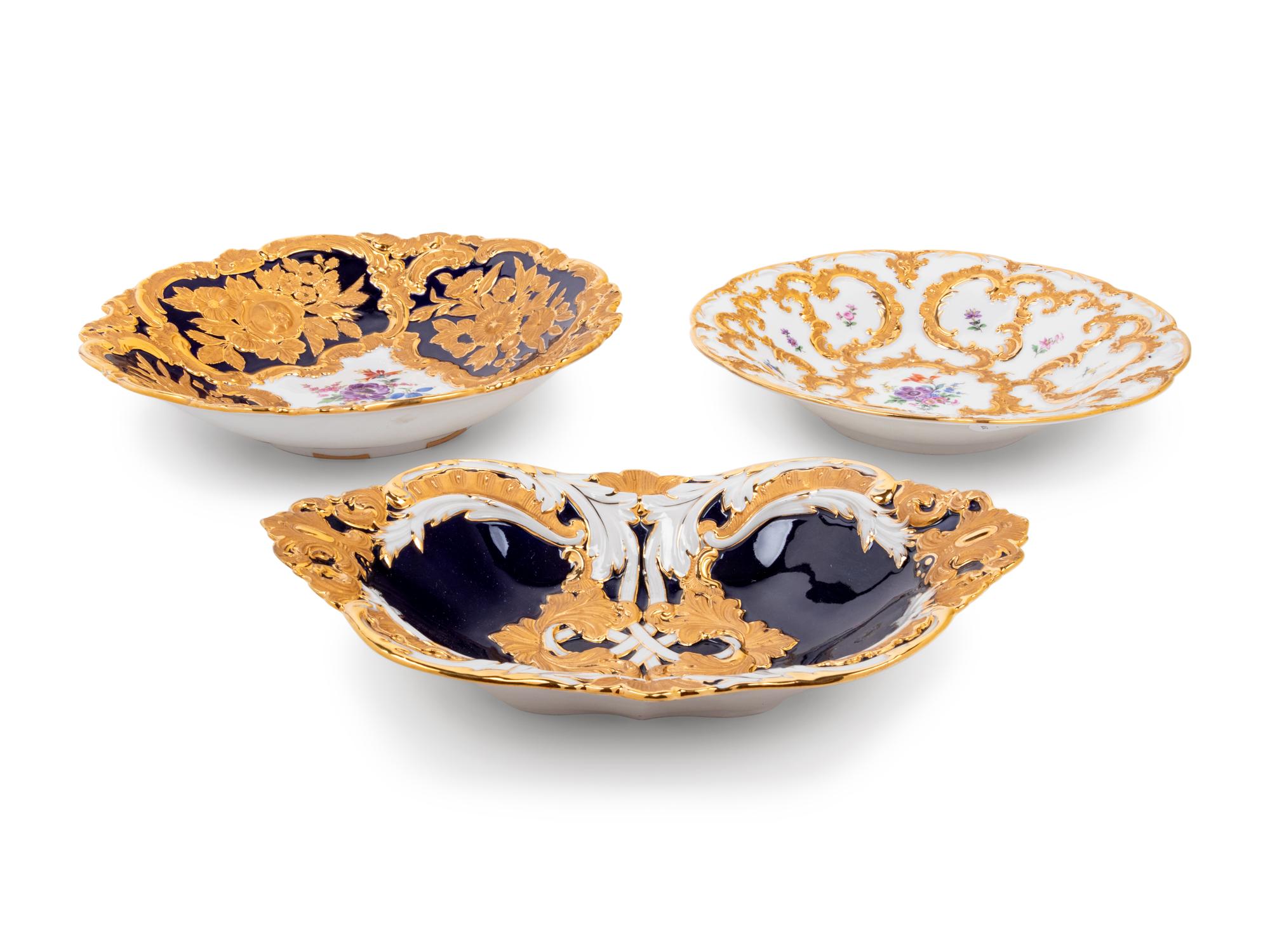 Three Meissen Porcelain Plates
