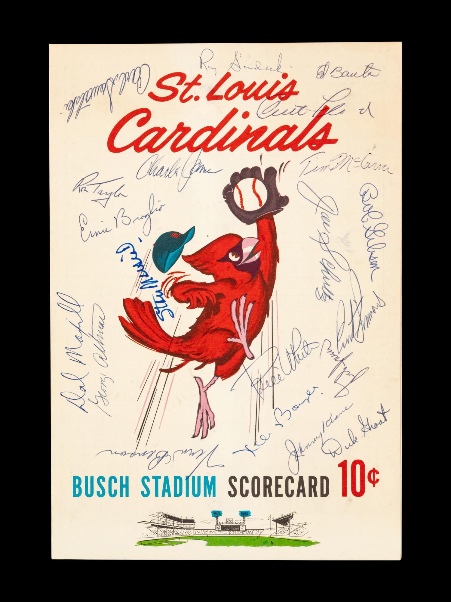 A 1963 St. Louis Cardinals Multi Signed Autograph Program Scorecard Featuring Stan Musial (Beckett Authentication Services)