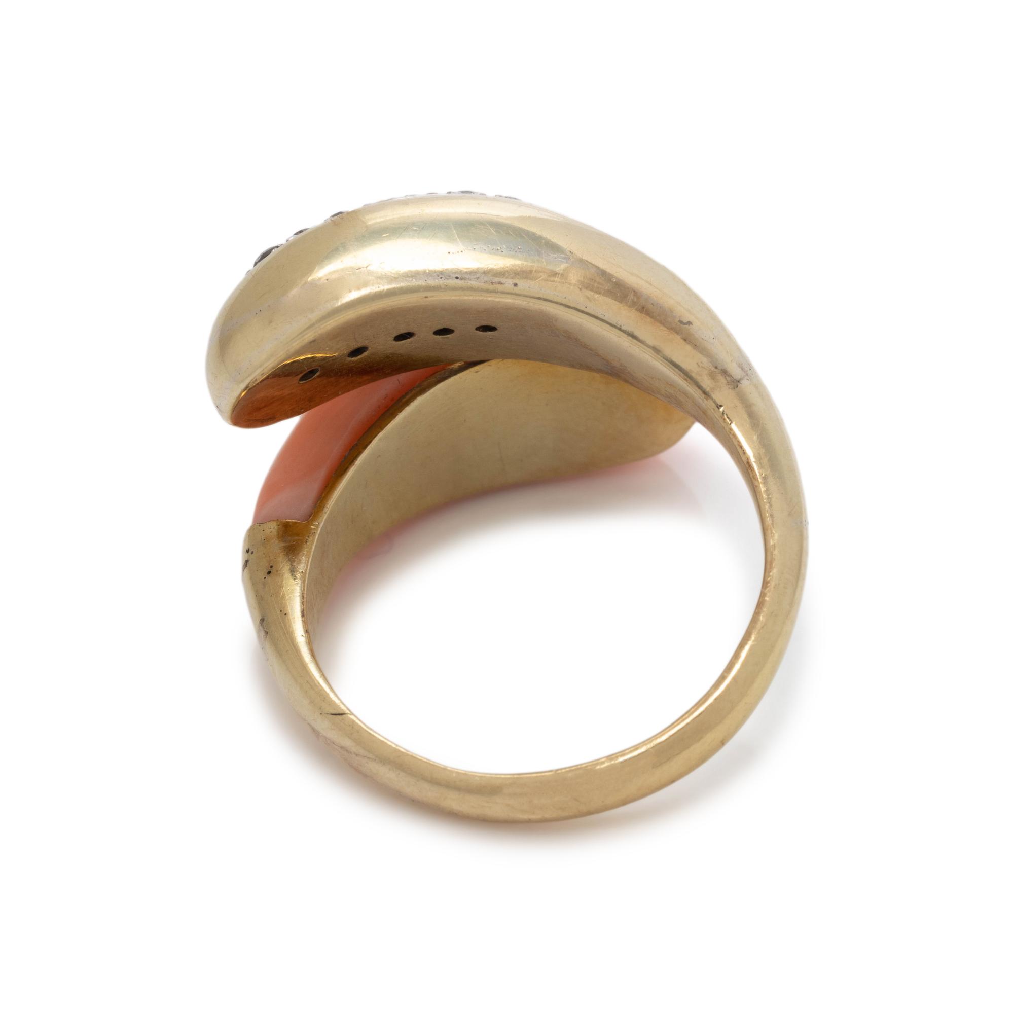 CORAL AND DIAMOND RING