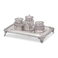 A George III Engraved Silver Ink Stand