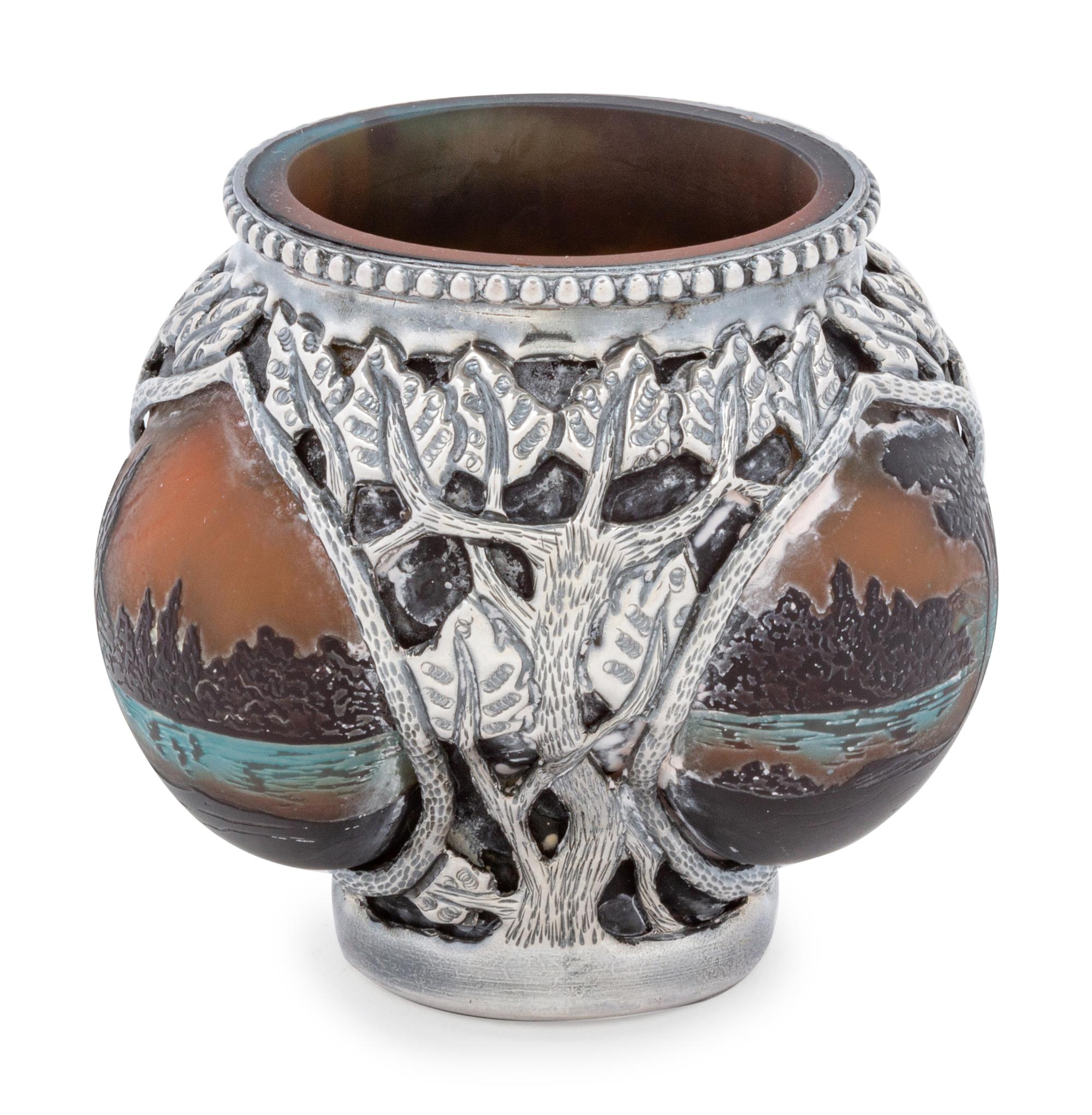 A French Silvered Metal Mounted Cameo Glass Bowl