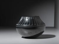 Blackware Pottery Jar, with Repeating Feathers