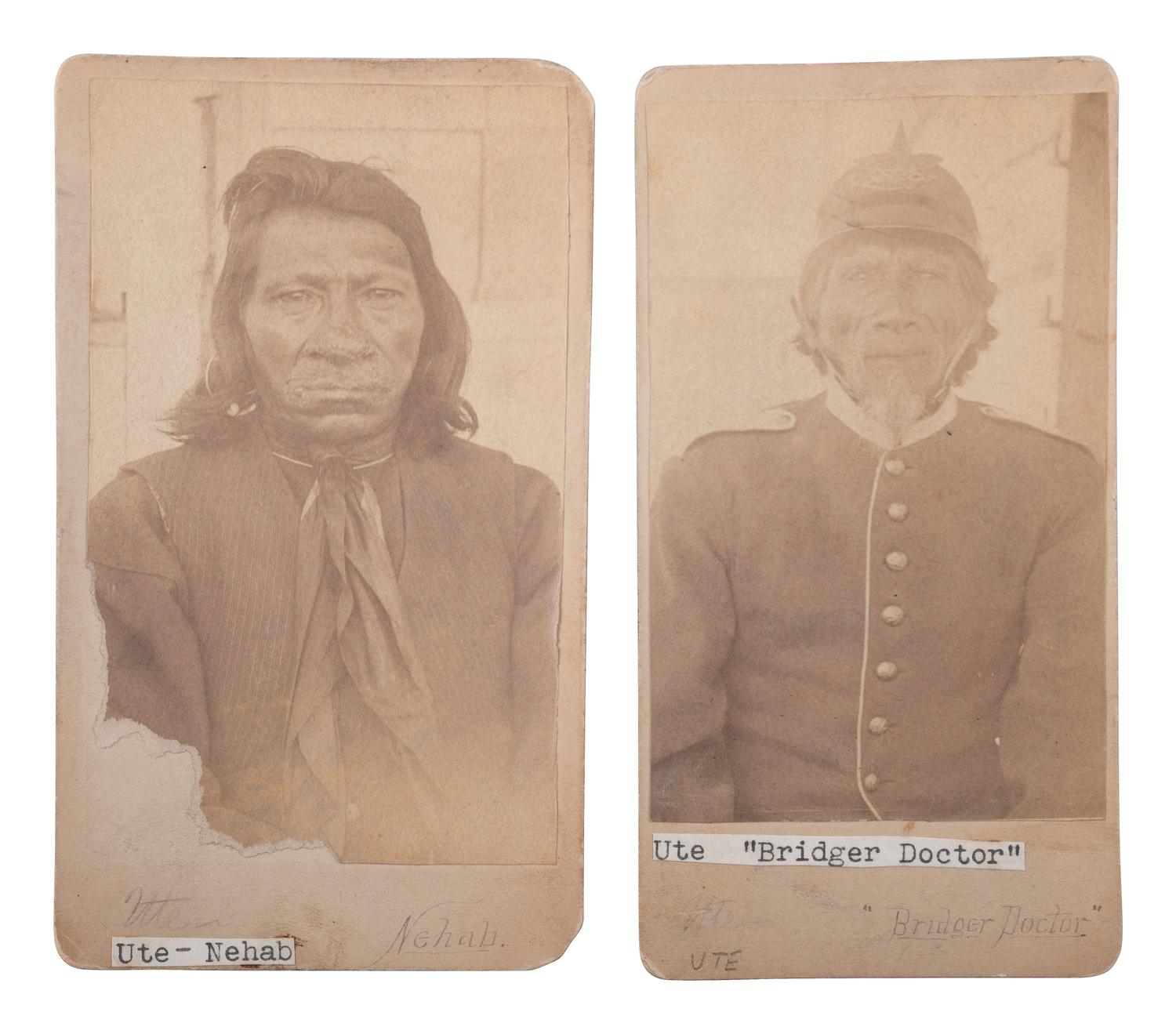 [NATIVE AMERICANS]. A group of 2 oversized CDVs of Ute subjects, comprising: