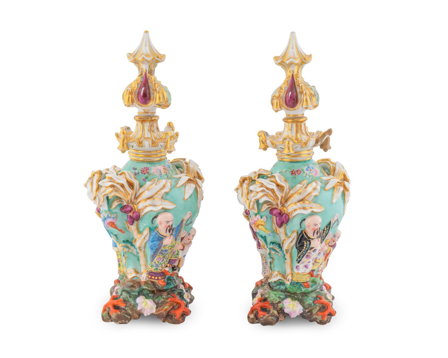 A Pair of Jacob Petit Porcelain Bottle Vases and Stoppers in the Chinese Taste — PARIS, 19TH CENTURY