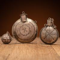 Navajo Stamped Silver Tobacco Canteens