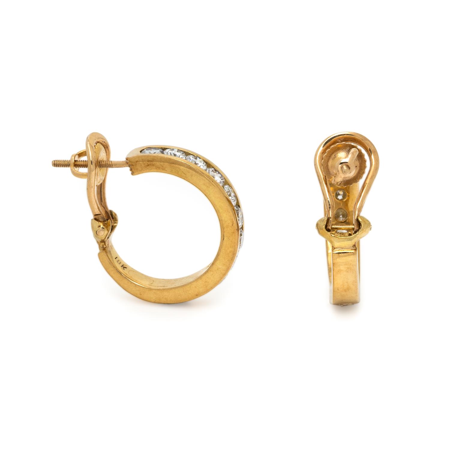 YELLOW GOLD AND DIAMOND HOOP EARRINGS