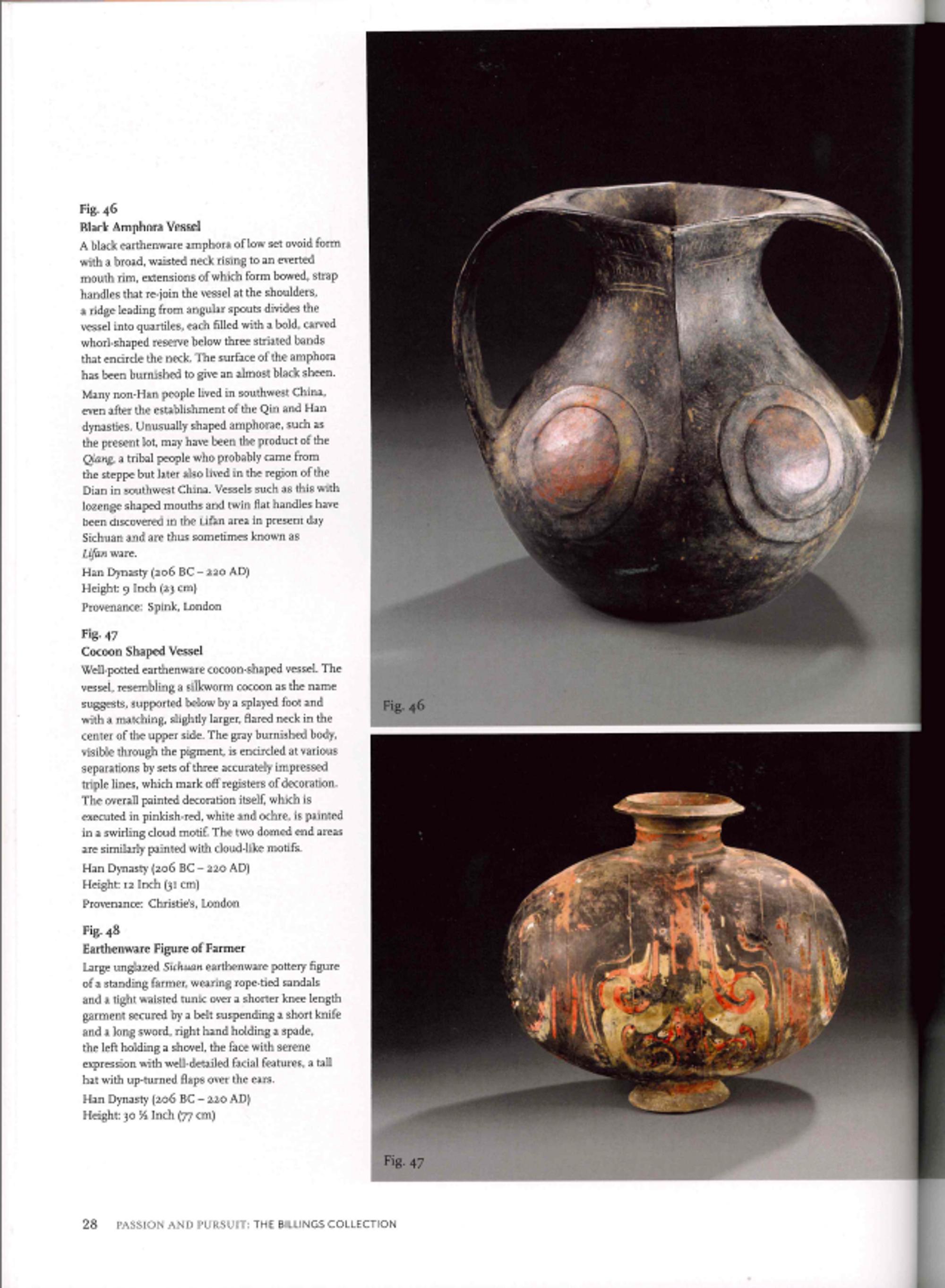 A Large Chinese Painted Pottery Cocoon Jar, Han Dynasty 漢 彩陶茧形罐