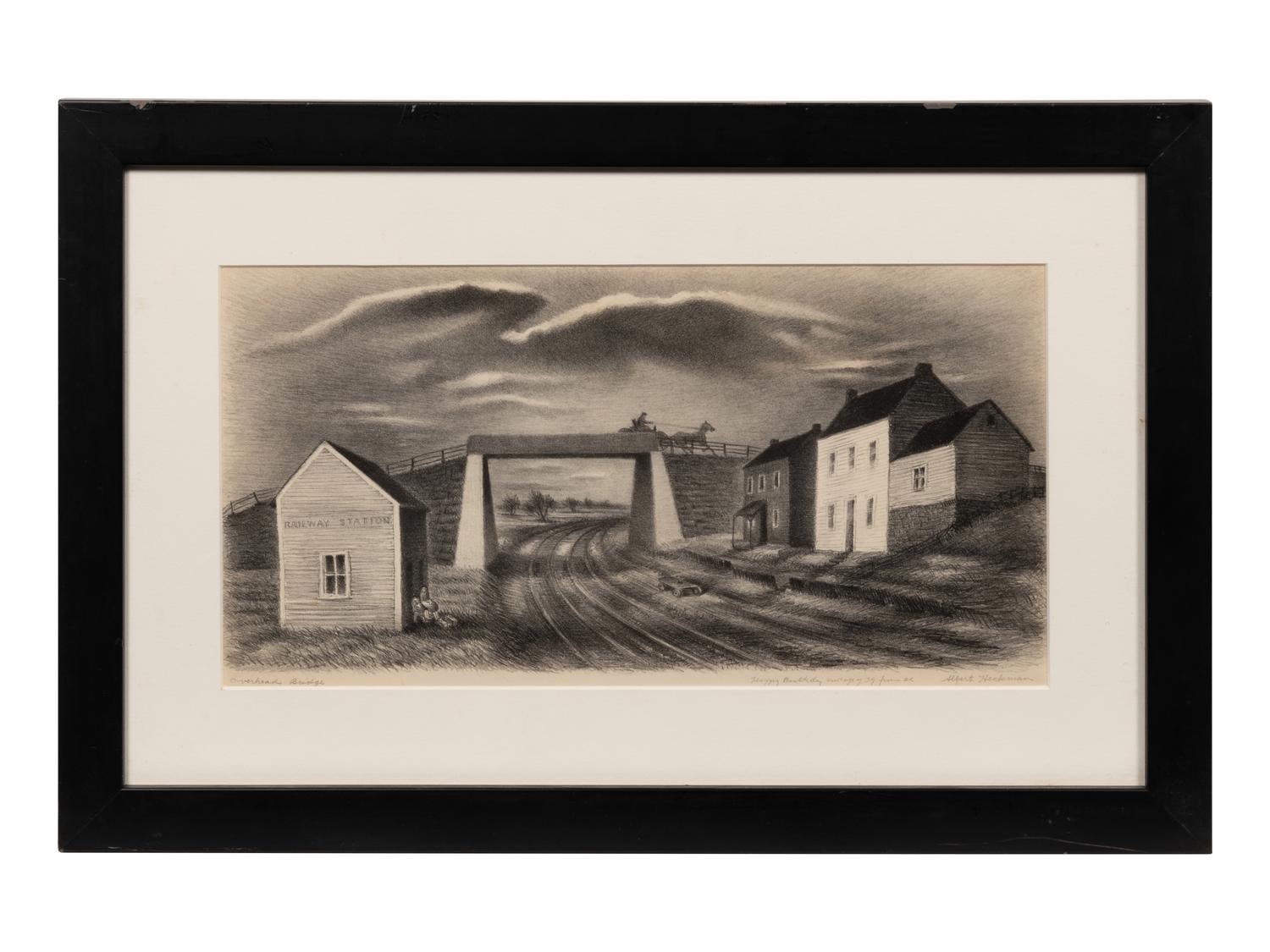 A group of three American prints (Albert Heckman, Overhead Bridge ; Victoria Huntley, Covered Bridge ; Woldemar Neufeld, The Covered Bridge )