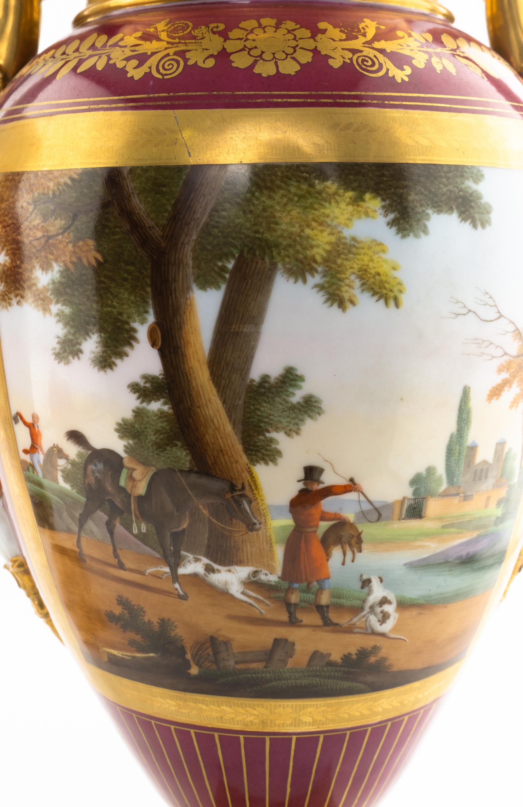 A Pair of Large Paris Porcelain Urns
