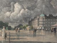Paul Fischer (Danish, 1860-1934) — Copenhagen Street after a Rain Shower