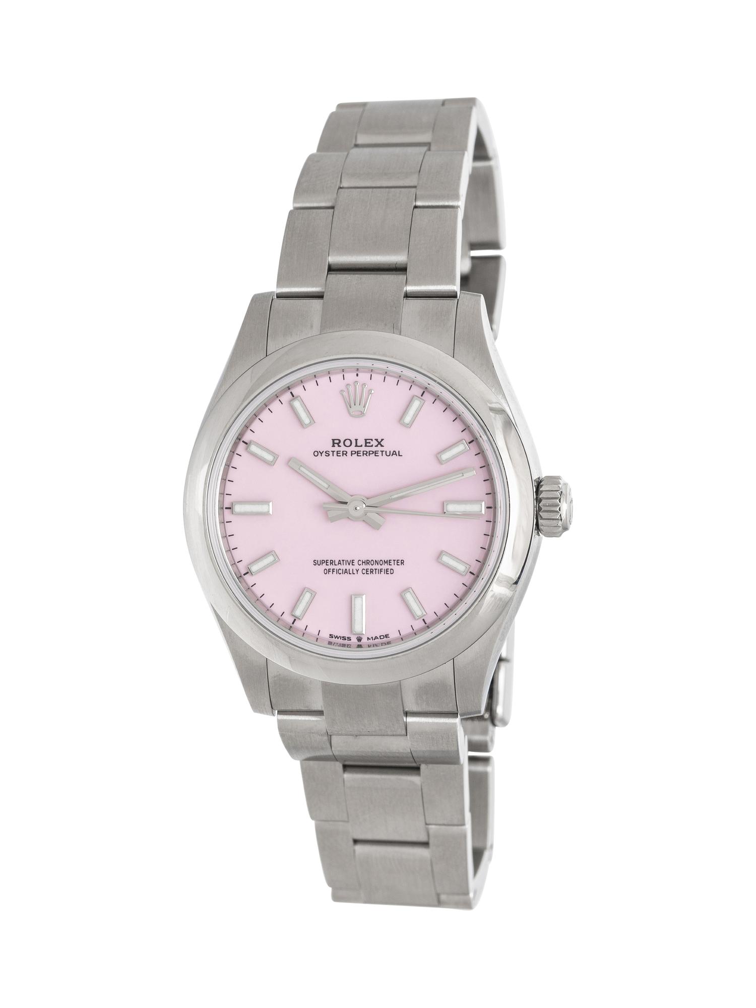 ROLEX, REF. 277200 STAINLESS STEEL 'OYSTER PERPETUAL' WITH PINK DIAL, BOX & PAPERS