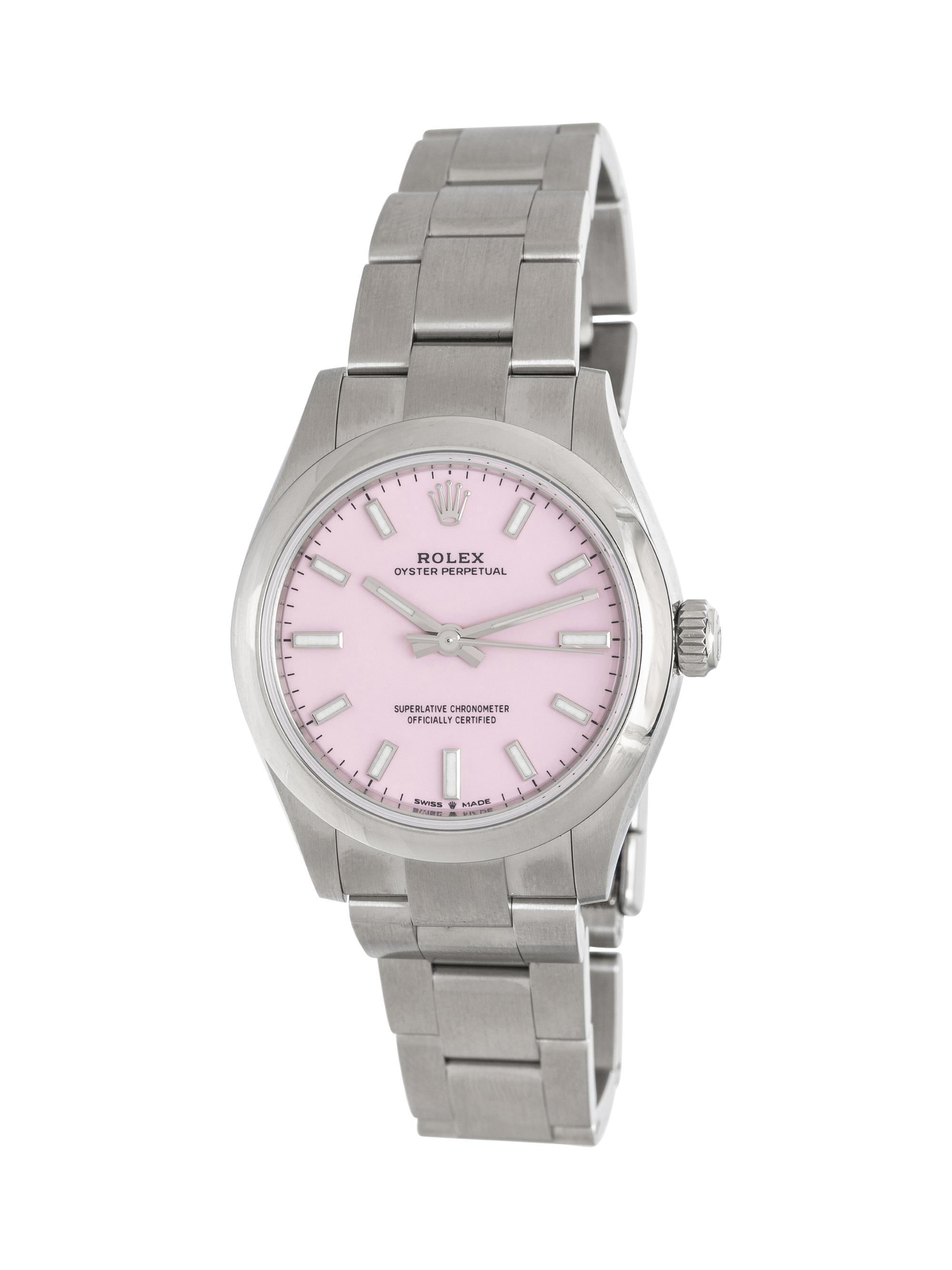 ROLEX, REF. 277200 STAINLESS STEEL 'OYSTER PERPETUAL' WITH PINK DIAL, BOX & PAPERS