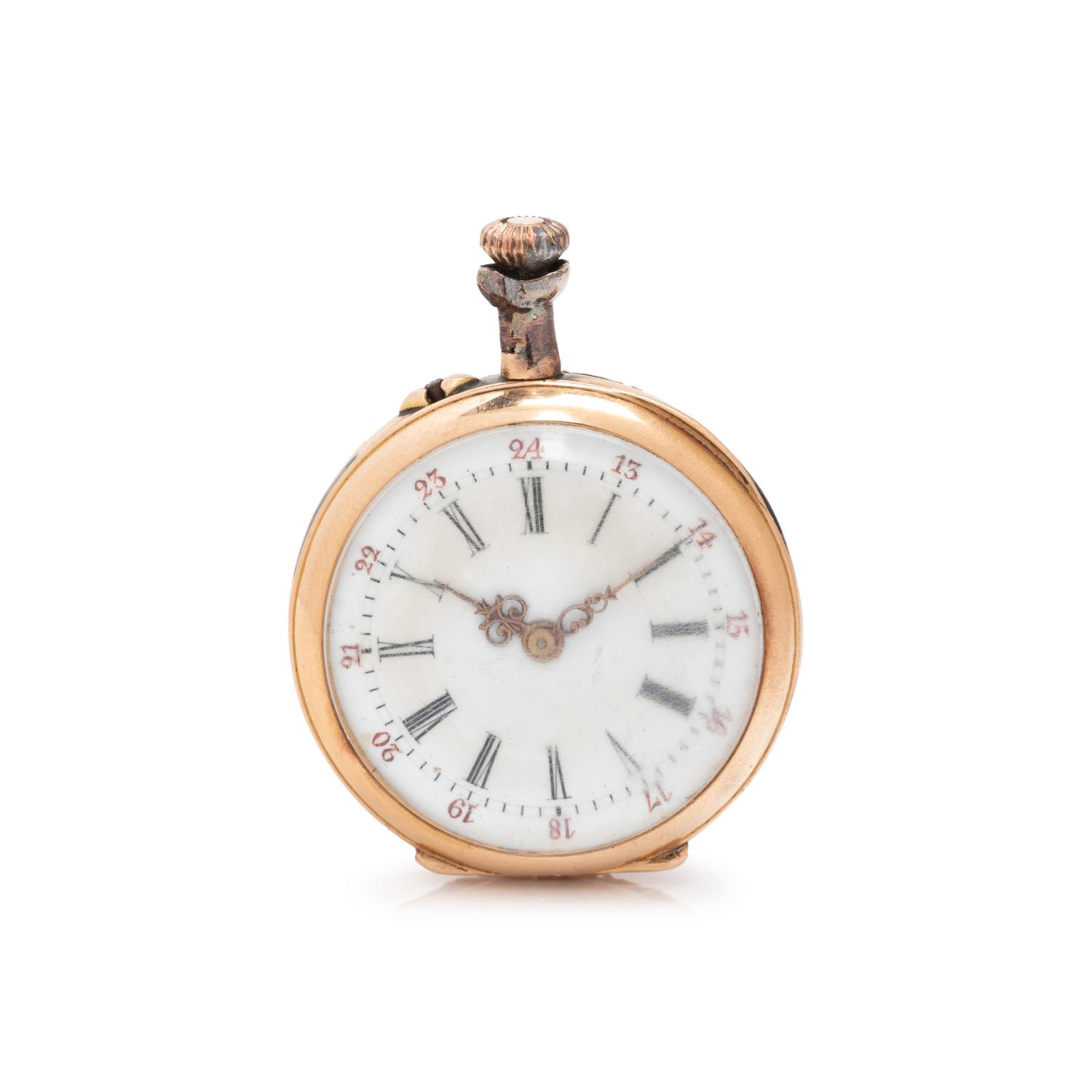 18K ROSE GOLD, PINK SAPPHIRE AND DIAMOND POCKET WATCH