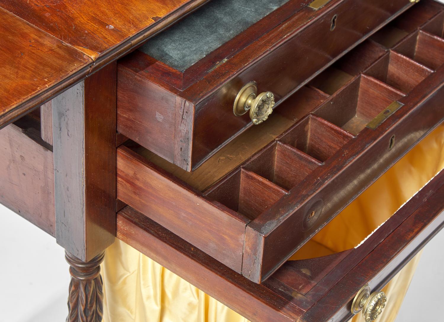 A Federal Carved and Figured Mahogany Work Table