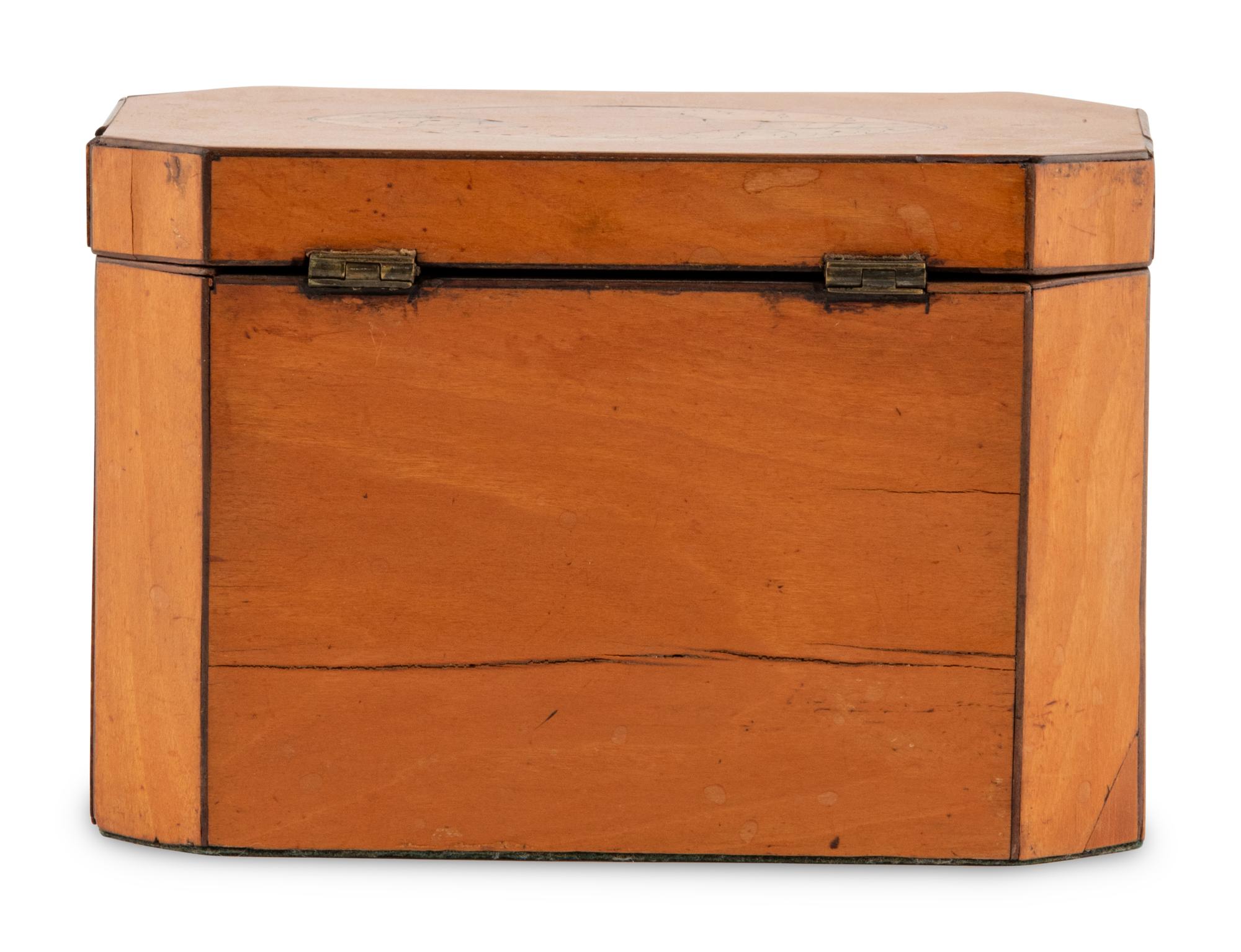 A George III Satinwood and Marquetry Tea Caddy