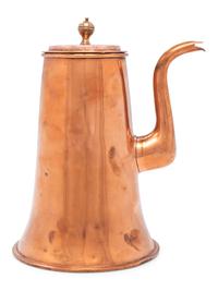 An English Copper Coffee Pot with Wooden Handle