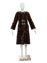 Badgley Mischka Mink Coat with Rhinestone