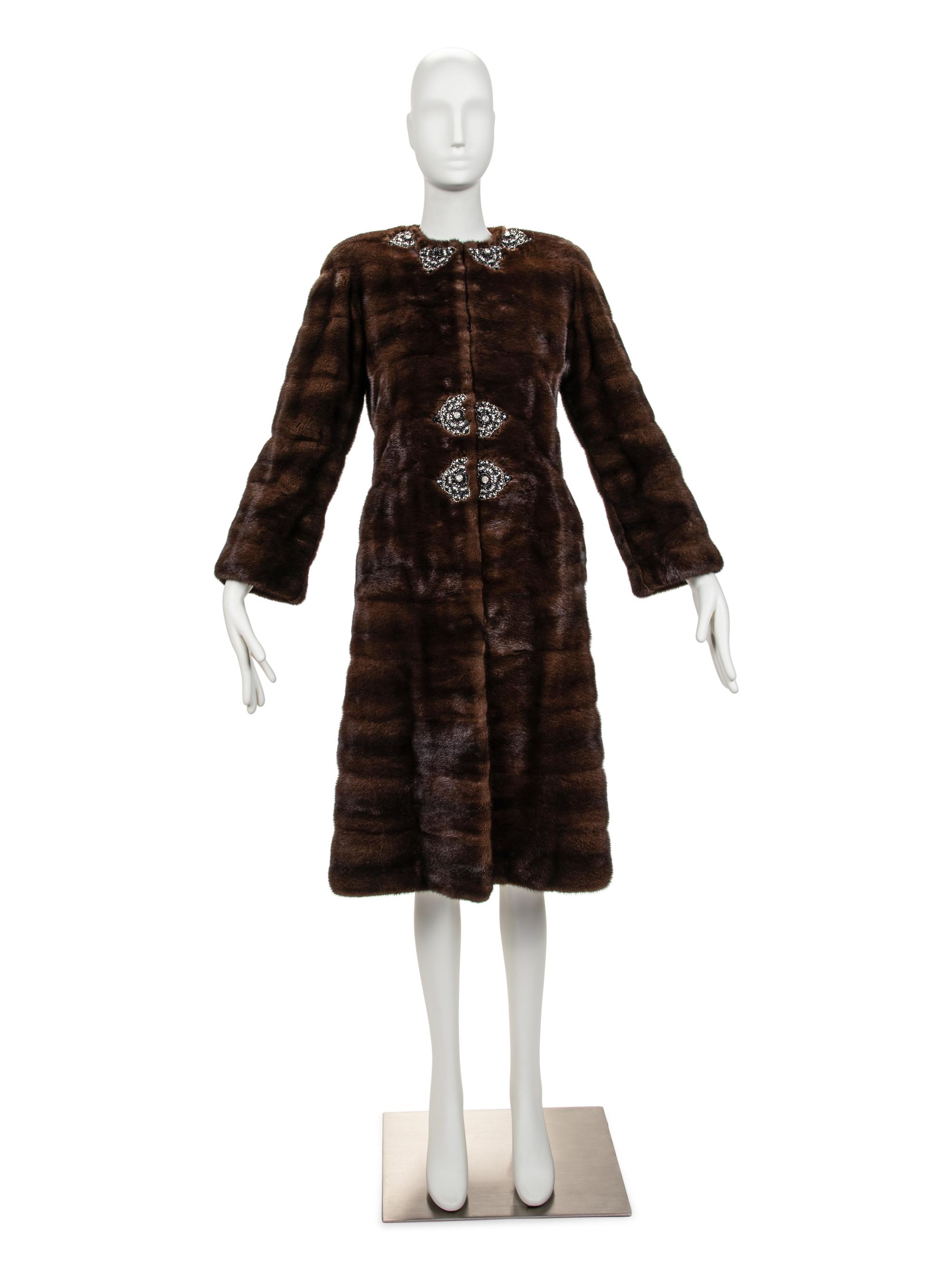 Badgley Mischka Mink Coat with Rhinestone