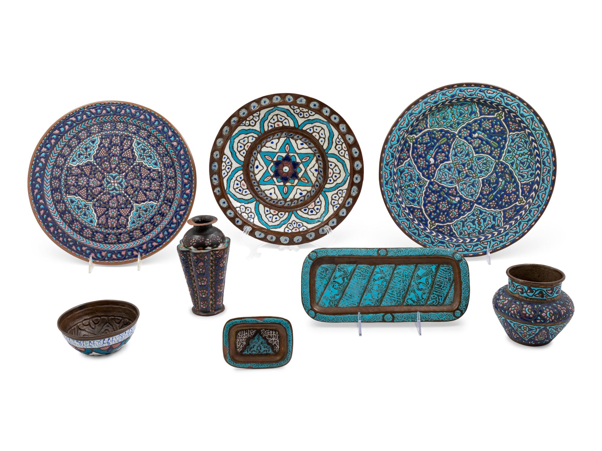 A Collection of Enameled Copper Table Articles