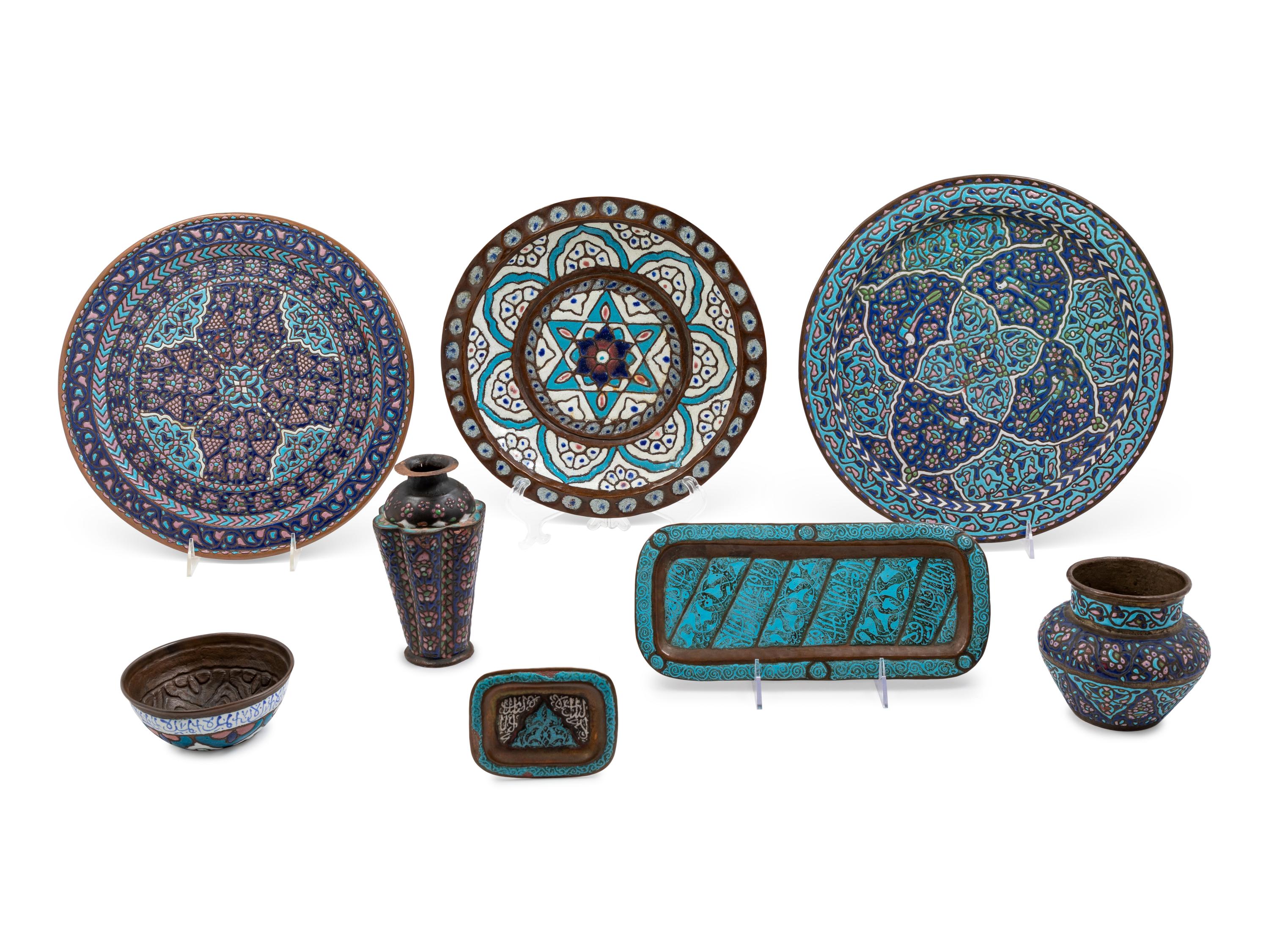 A Collection of Enameled Copper Table Articles