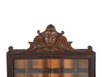 Two Mask Carved Oak Shaving Mug Cabinets