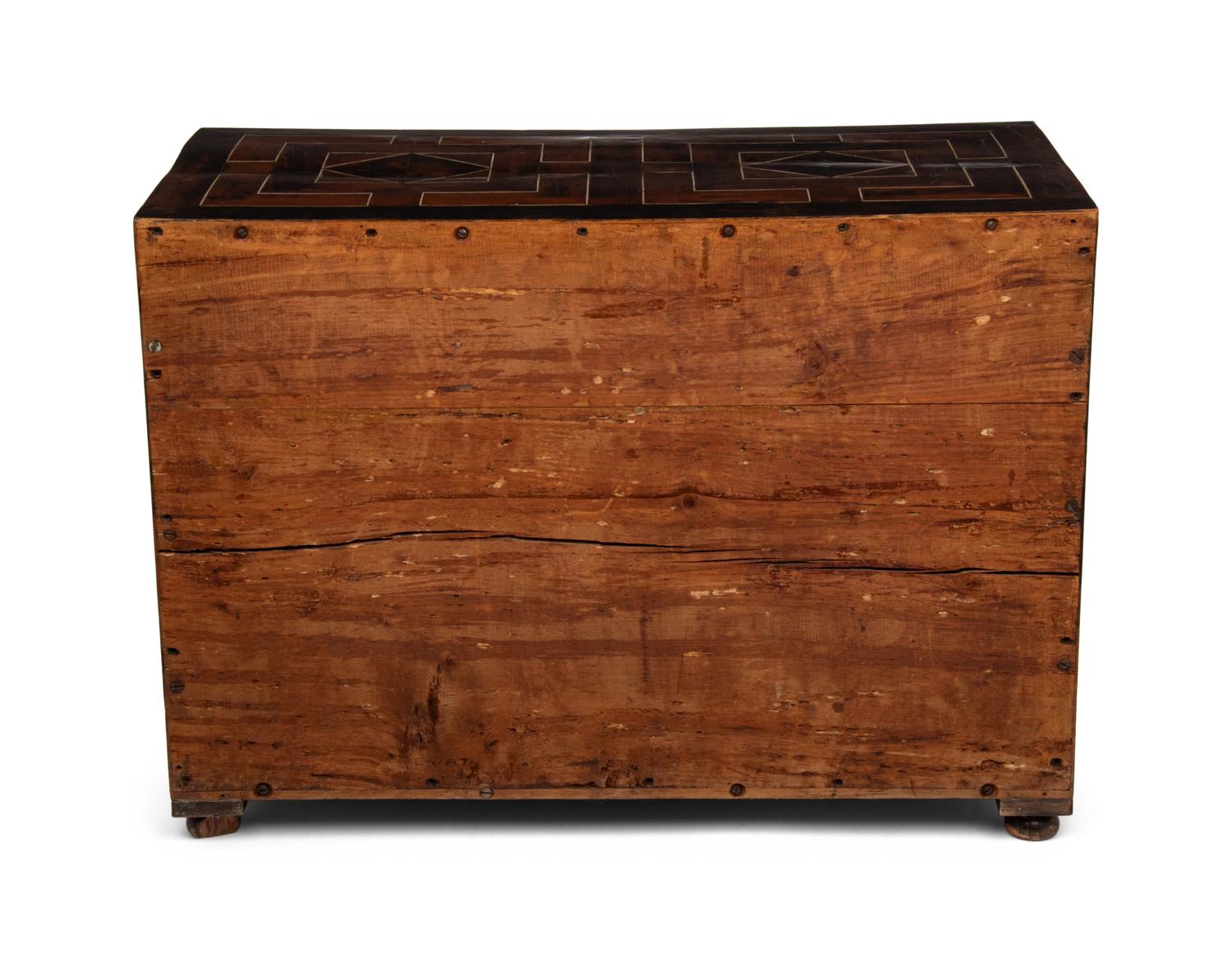 A Spanish Bone and Tortoiseshell-Inlaid Hardwood Table Cabinet