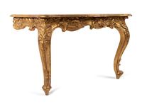A Rococo Revival Giltwood Pier Mirror and Console Table