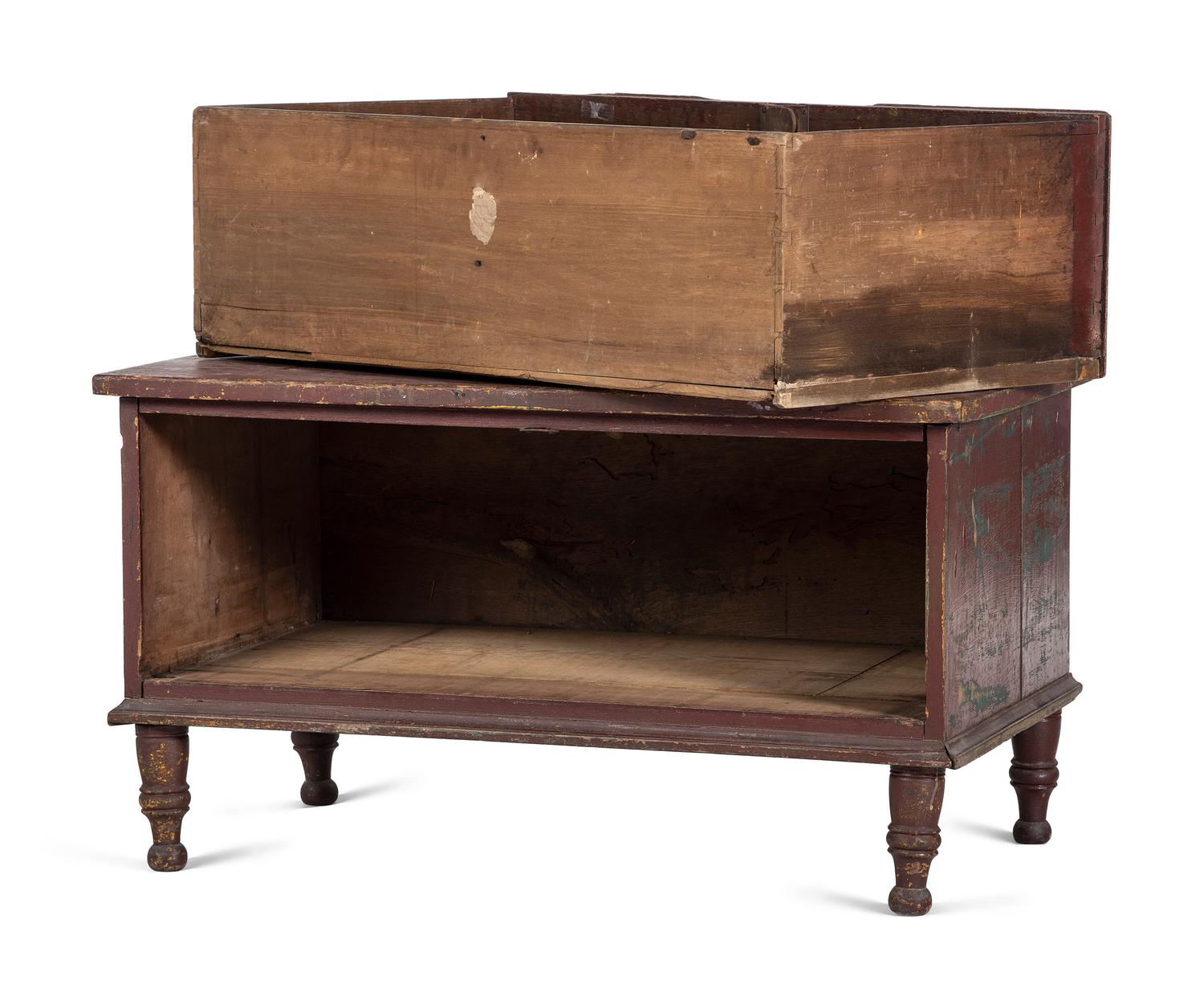A Federal Red-Painted Cherrywood and Poplar One Drawer Chest