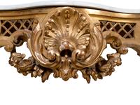 A Pair of Louis XV Style Giltwood Marble Top Wall-Mounted Console Tables
