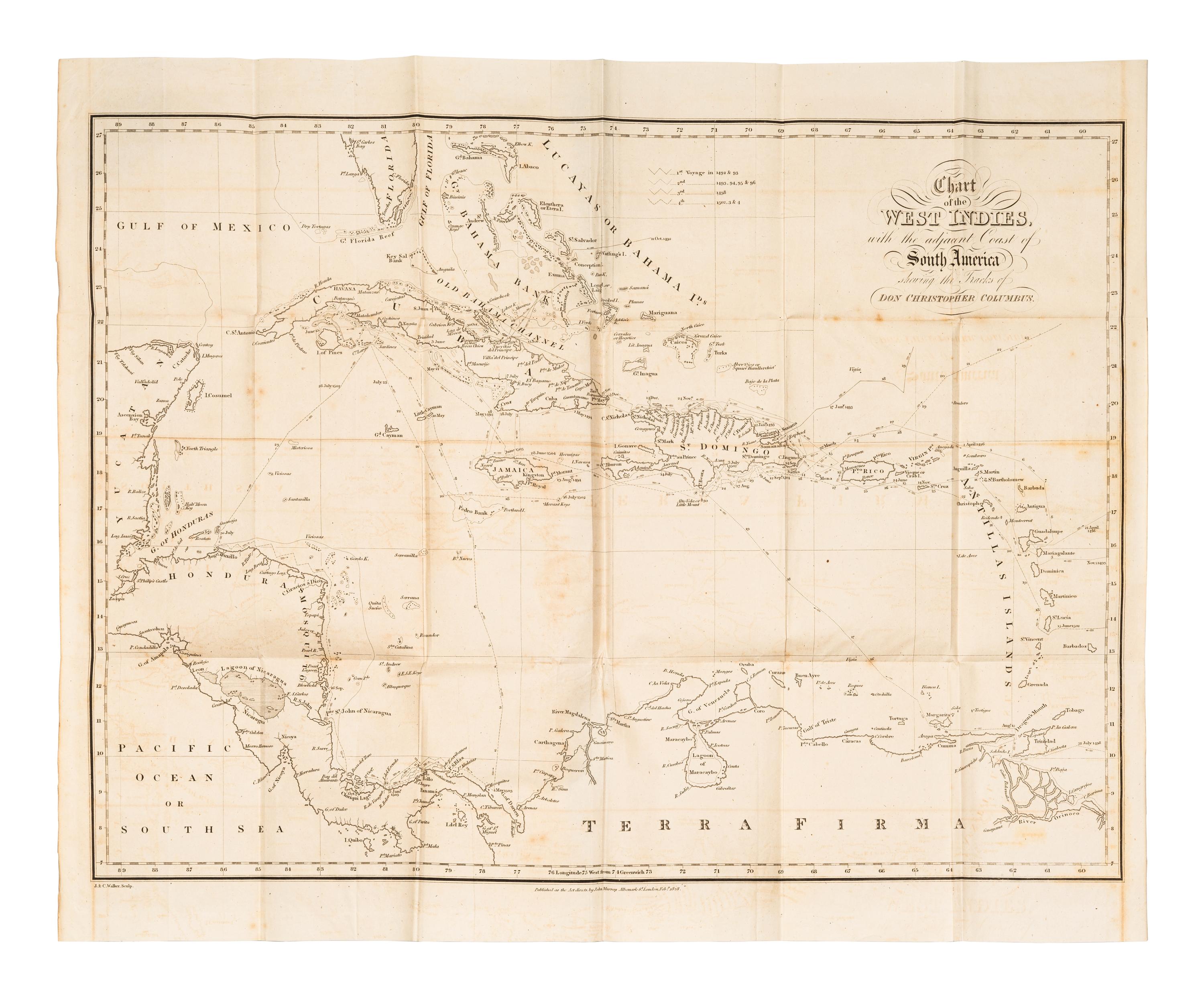 IRVING, Washington (1783-1859). A History of the Life and Voyages of Christopher Columbus. London: John Murray, 1828.