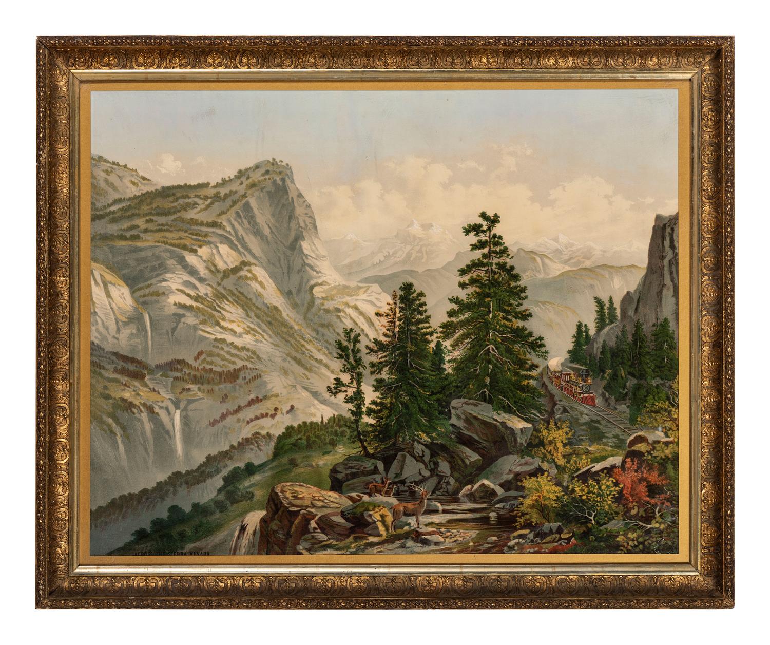[TRANSPORTATION]. Across the Sierra Nevada . Cincinnati, OH: Krebs Lithographing Co., 1878.