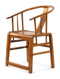 A Chinese Softwood Horseshoe-Back Armchair