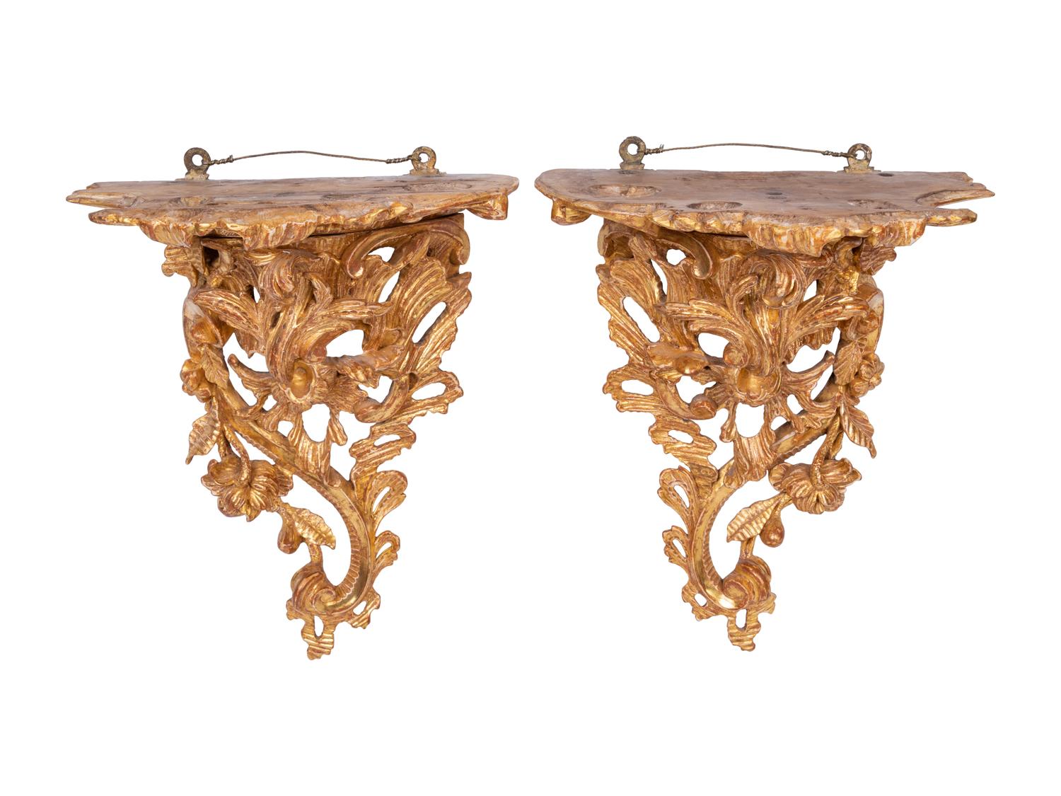 A Pair of George III Giltwood Wall Brackets