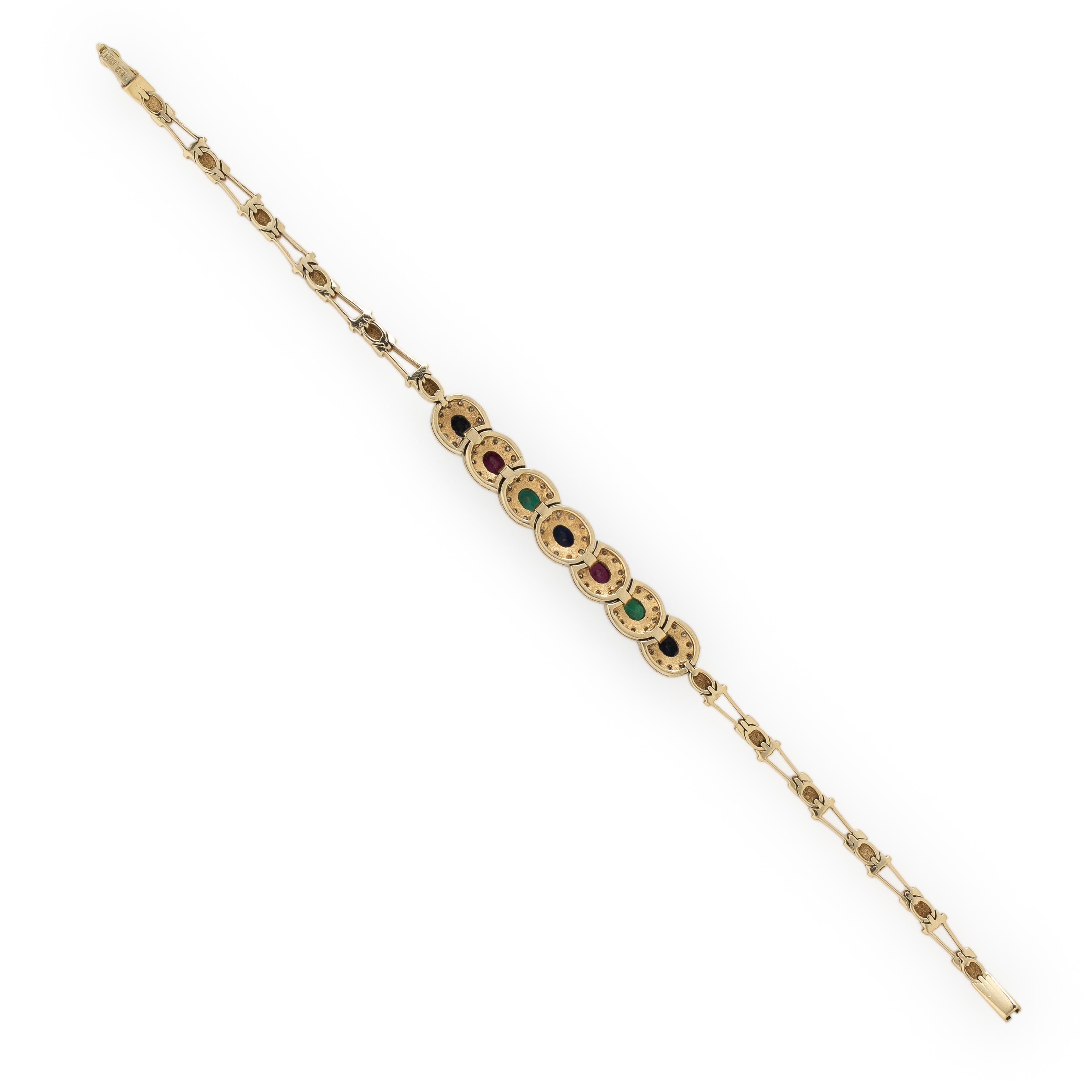 Multigem and Yellow Gold Bracelet