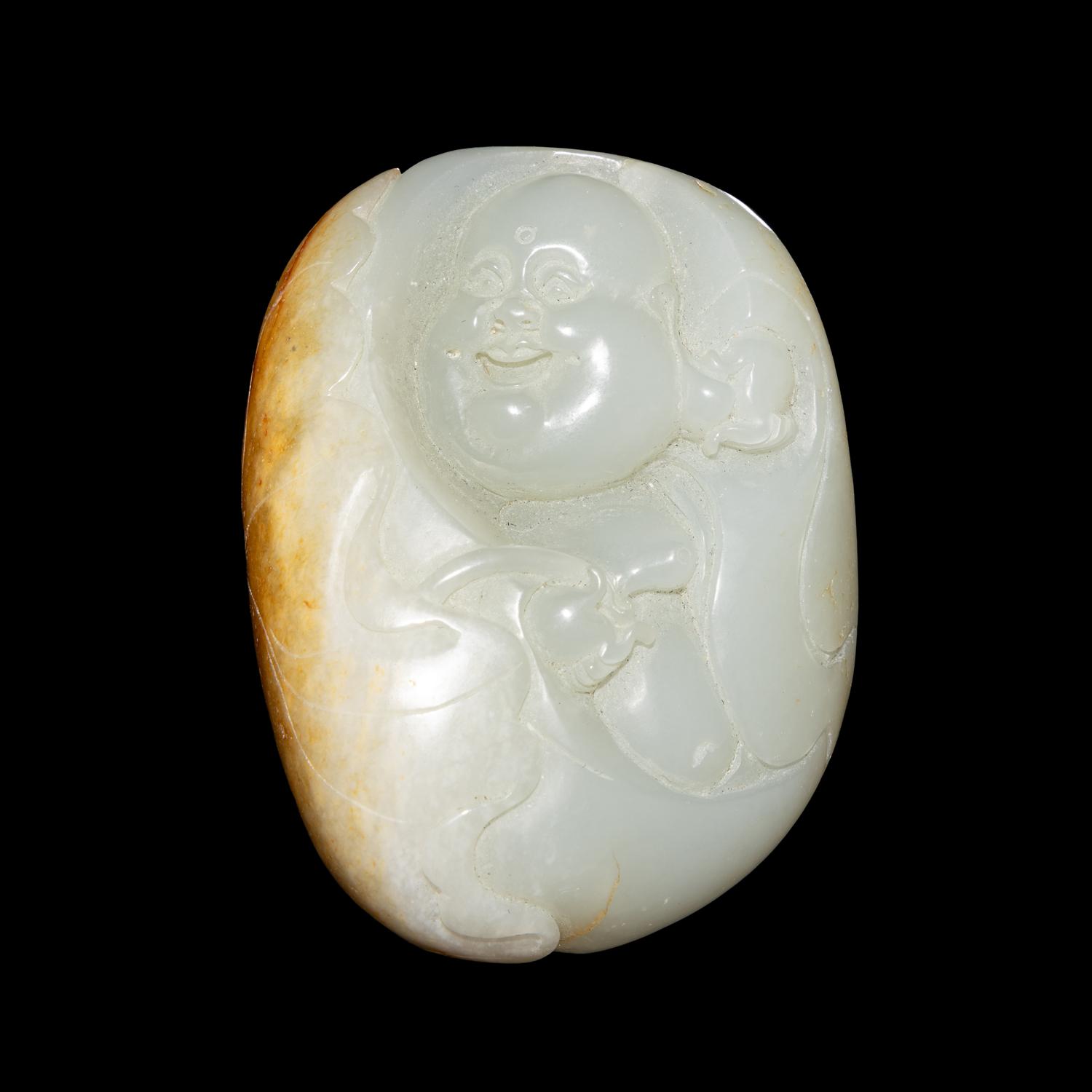 Four Chinese Celadon and White Jade Carvings, 20th Century 近代 青白玉把件四枚