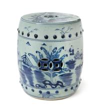 A Blue and White Porcelain Garden Stool Height 17 inches. — 19TH CENTURY