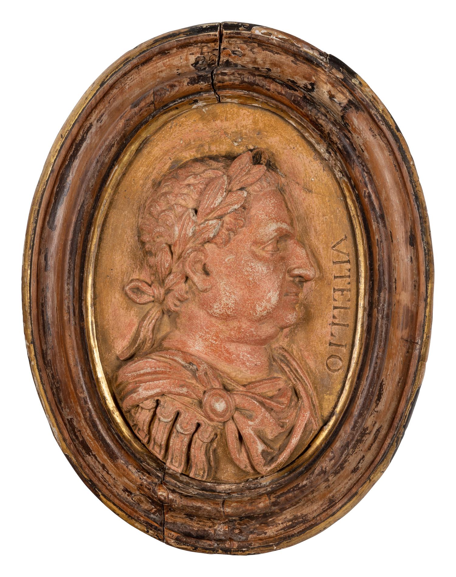 A Pair of Grand Tour Ceramic Bas Relief Plaques Depicting Roman Emperors