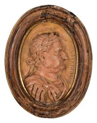 A Pair of Grand Tour Ceramic Bas Relief Plaques Depicting Roman Emperors