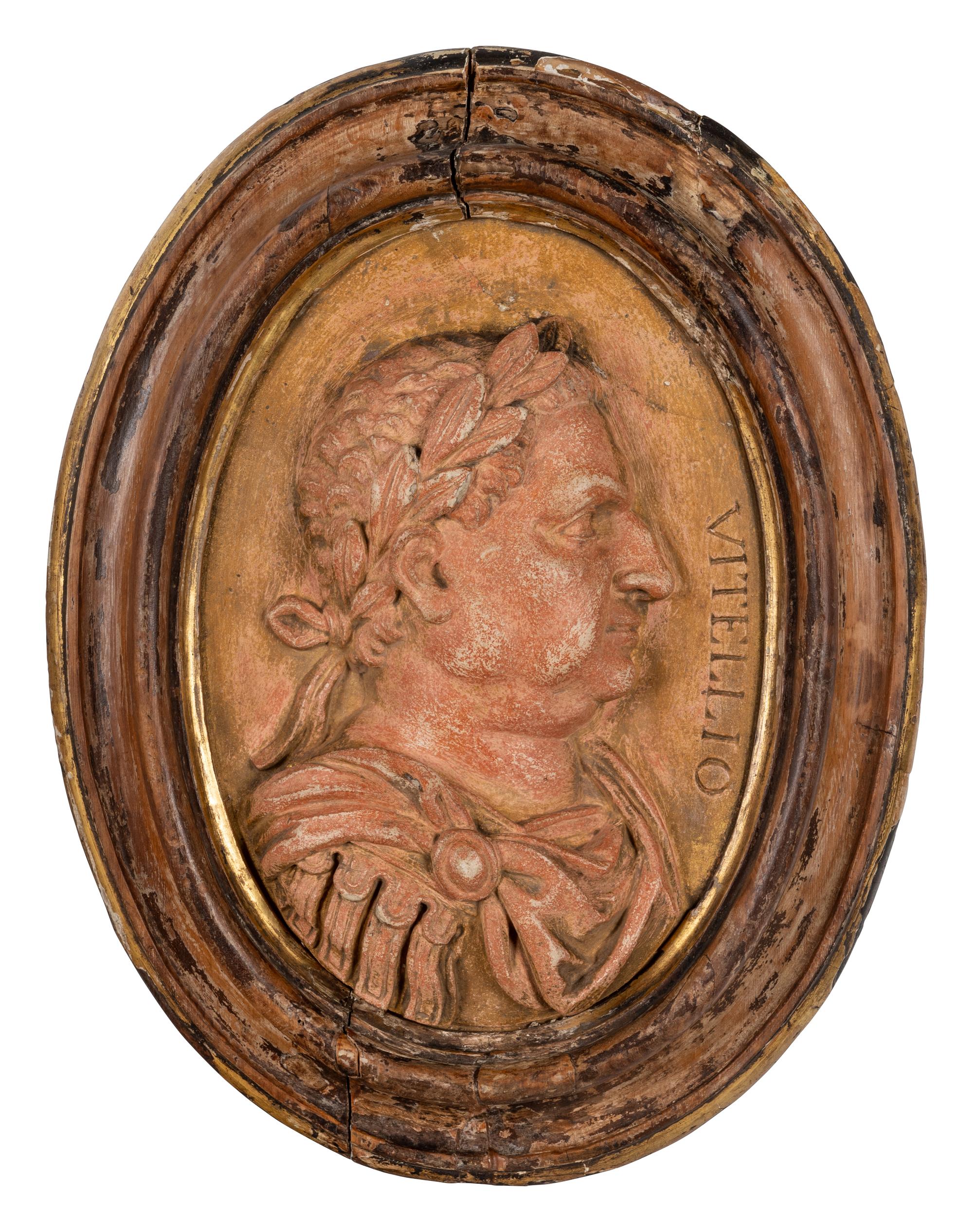 A Pair of Grand Tour Ceramic Bas Relief Plaques Depicting Roman Emperors