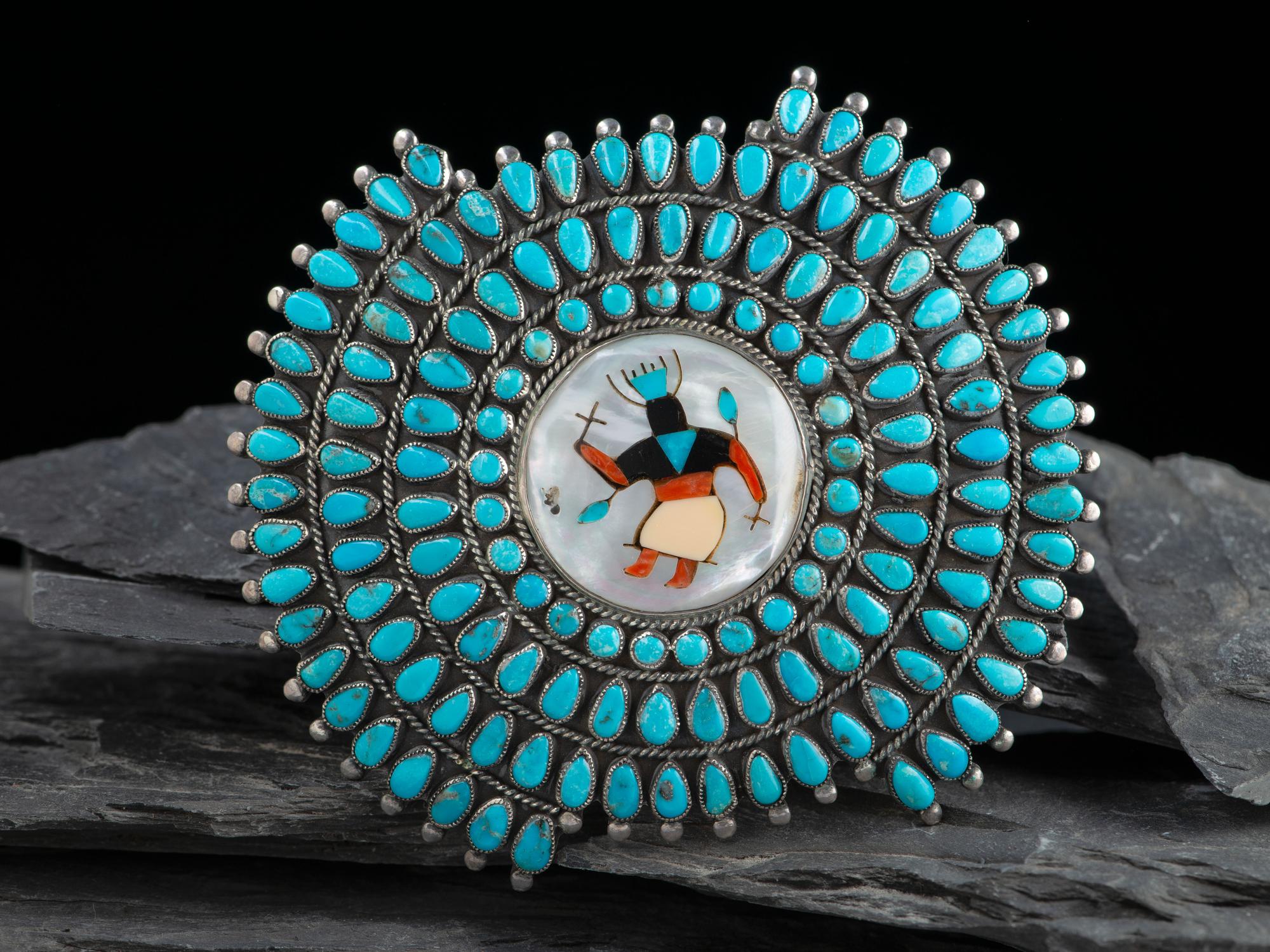 Large Navajo Silver Gan Dancer Belt Buckle