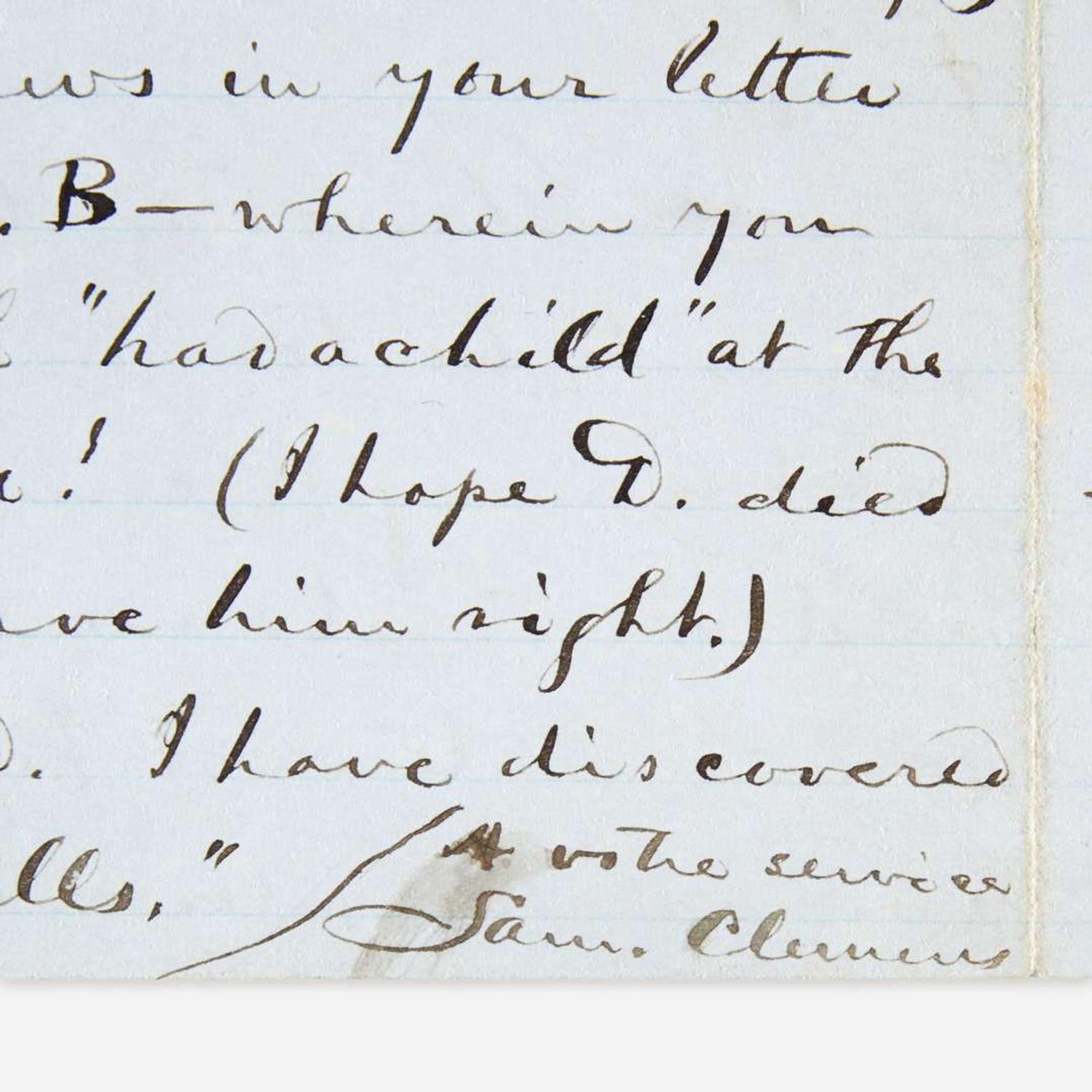 [Literature] Twain, Mark (Samuel Clemens) Autograph Letter, signed