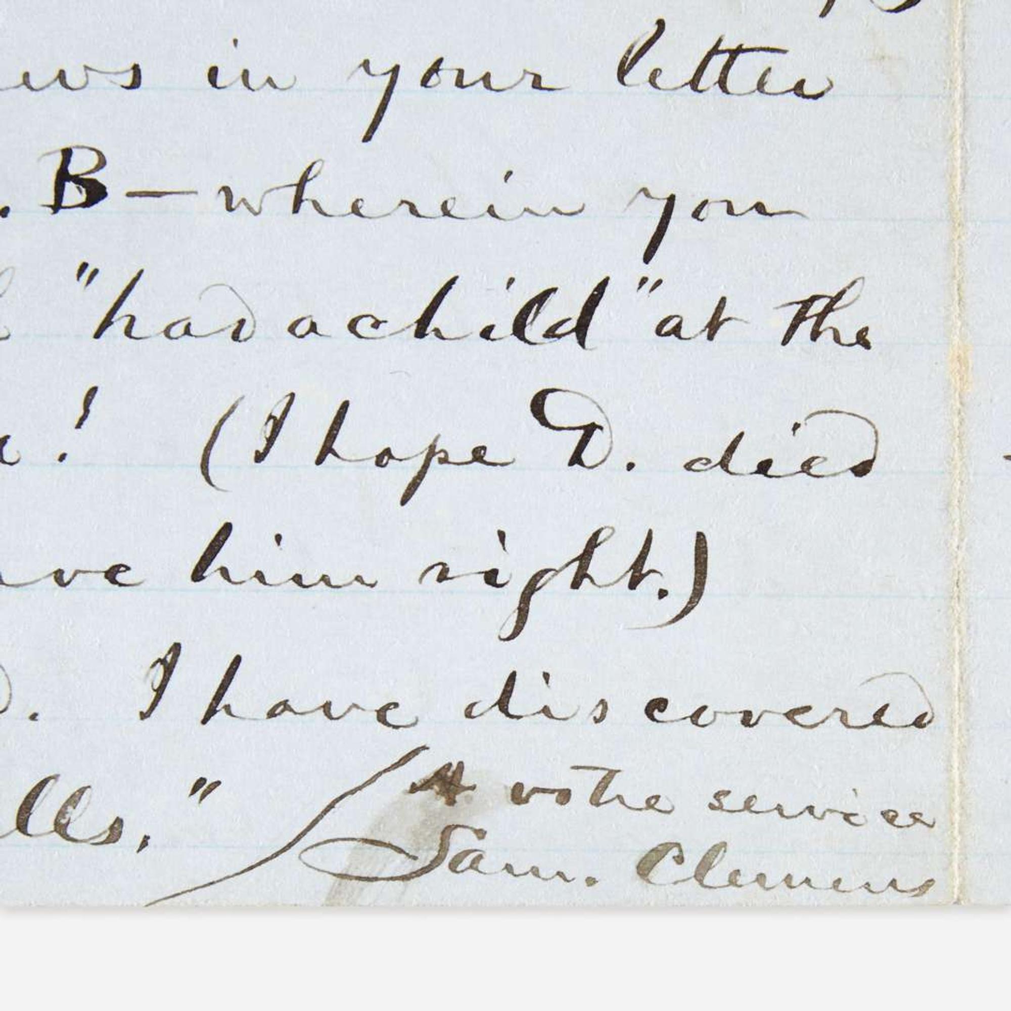 [Literature] Twain, Mark (Samuel Clemens) Autograph Letter, signed