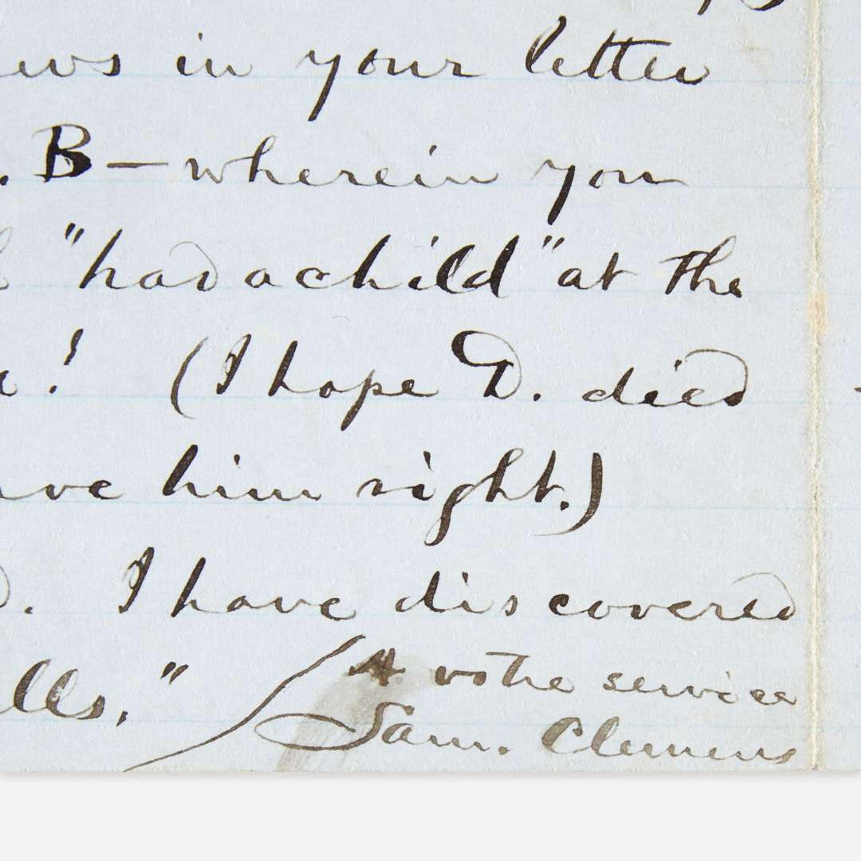 [Literature] Twain, Mark (Samuel Clemens) Autograph Letter, signed