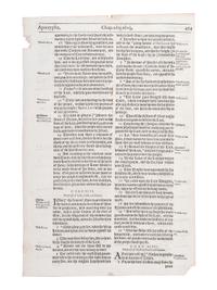 [BIBLE LEAVES - ENGLISH - 16TH AND 17TH CENTURIES]. A group of 8 Bible leaves in English, comprising: